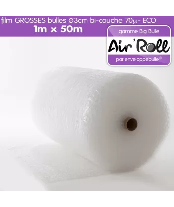 Rouleau de film GROSSES BULLES d'air 1m x 50m ECO