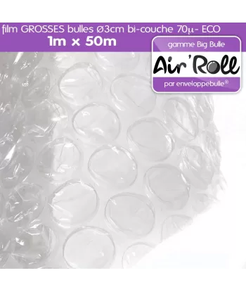 Rouleau de film GROSSES BULLES d'air 1m x 50m ECO