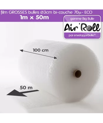 Rouleau de film GROSSES BULLES d'air 1m x 50m ECO