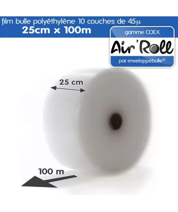 Rouleau de film bulle d'air COEX 25cm x 100m