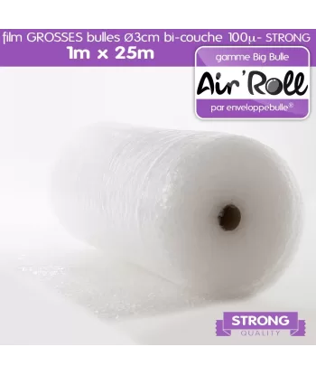 Rouleau de film GROSSES BULLES d'air 1m x 25m STRONG