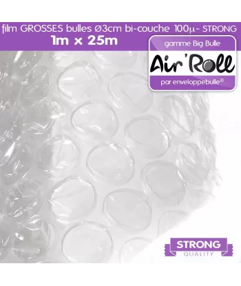 Rouleau de film GROSSES BULLES d'air 1m x 25m STRONG